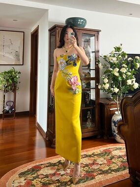 Leo Lin | Dresses | Leo Lin Rosario Appliqu Floral Bustier Mini Dress Lily  Print In Snow | Poshmark